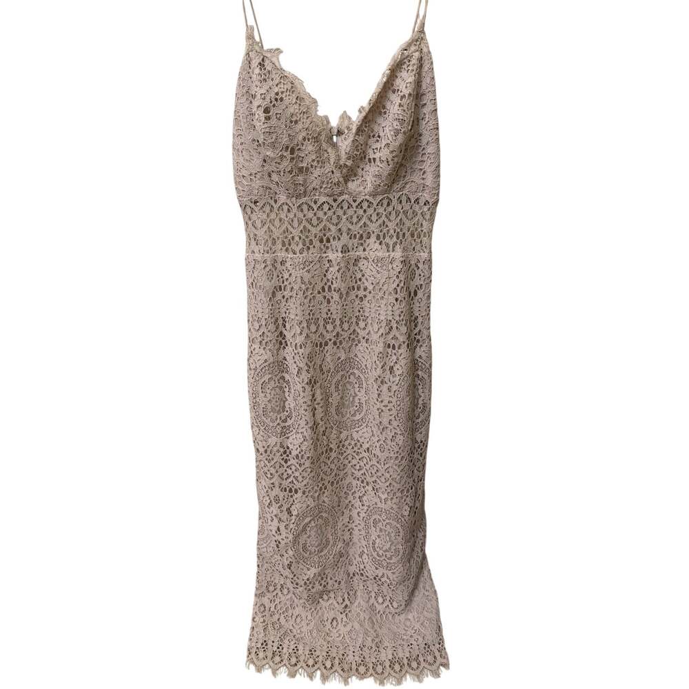 asos Beige Lace Midi Dress Women's Size 6 Indie Victorian Fairy Boho Cottagecore